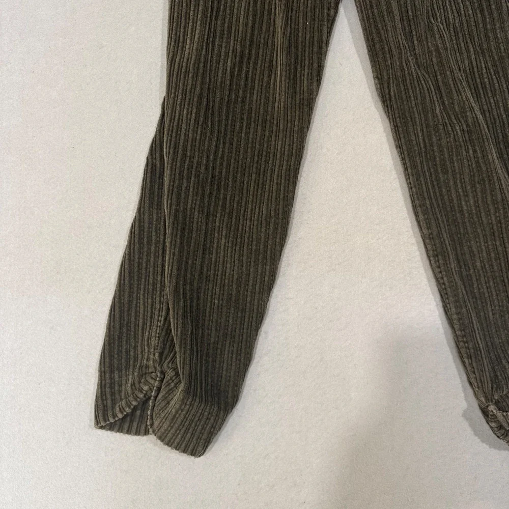 LE COLLEZIONI Collection Corduroy Pants Men 30 Olive Green Wide Wale Pleated